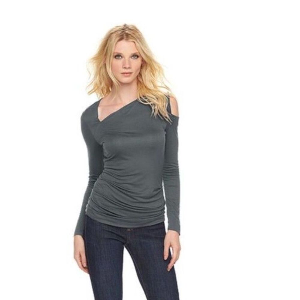 NWT Women's Rock & Republic Ruched Asymmetrical Top Large
